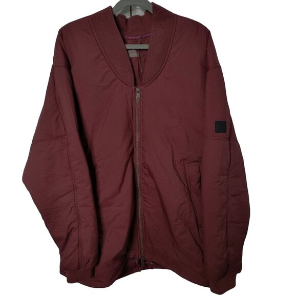 New Free People FP MOVEMENT Midnight Moon Solid Bomber Jacket $198 LARGE Wine - Picture 5 of 8